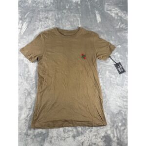 Taco‎ Tuesday Mens Skeleton Hand Rose Graphic T-Shirt Tan Brown Small NWT